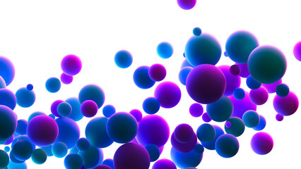 Background with many dreamy neon flying glowing spheres isolated on transparent background. Future digital technology, data science, particles, digital world, cyberspace and landing page. PNG file