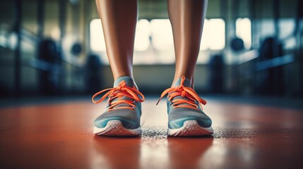 person in sport shoes prepare for workout, generative AI