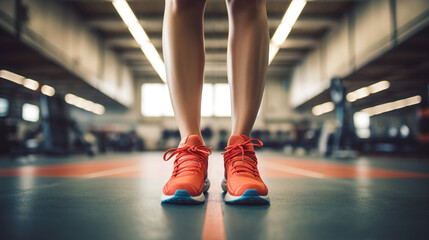 Fototapeta premium person in sport shoes prepare for workout, generative AI