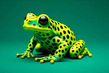 Fototapeta premium A green frog with black polka dots
