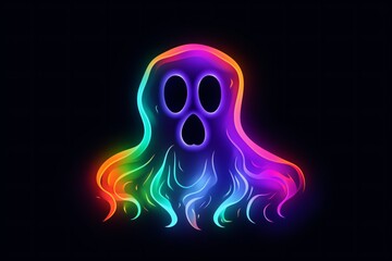 Graphic neon icon for a ghost isolated on a black background