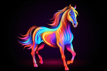 Fototapeta na wymiar Graphic neon vector of a horse