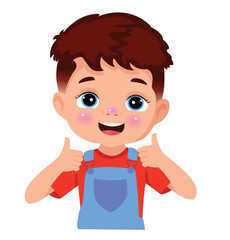 cute boy making ok sign with his thumb