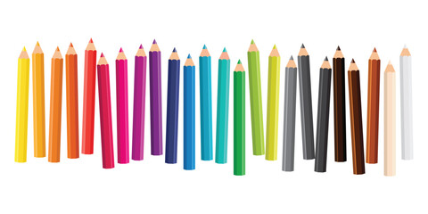 Short colored pencils in rainbow colors set, nursery stationery illustration
