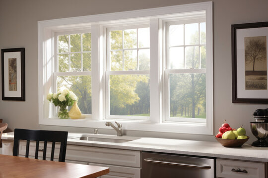 Double Hung Vinyl Window in the Kitchen Interior