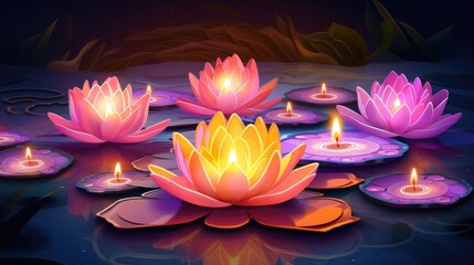 Burning diya oil lamp. Traditional symbol of Indian Happy Diwali Festival banner. Celebration festival of light colorful Background with diyas..