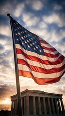 American flag close-up. Memorial, Veterans, Independence, Memorial Day. US Army. Patriotic US soldiers. The United States Armed Forces. Military forces of the United States of America. November 11.