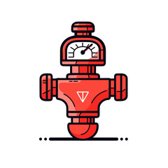 Check valve vector icon in minimalistic, black and red line work, japan web