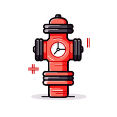 Check valve vector icon in minimalistic, black and red line work, japan web
