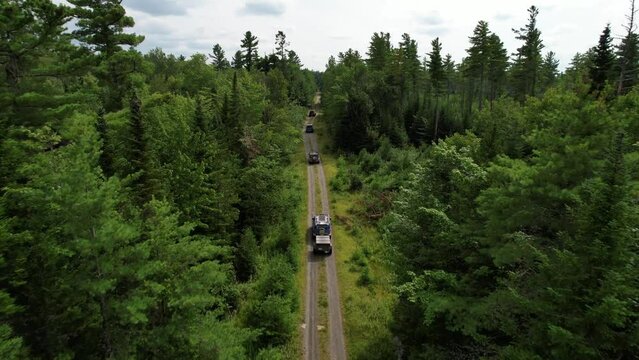 Adventure excursion through North Maine Woods, drone