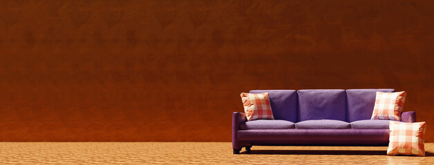 Modern Elegance: 3D Render of a Sofa with Copy Space