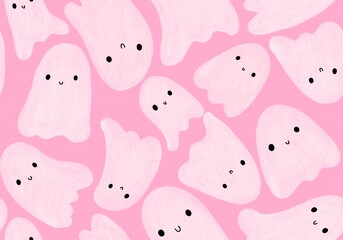 Halloween ghost seamless cartoon pattern for wrapping paper and fabrics and linens and kids clothes print