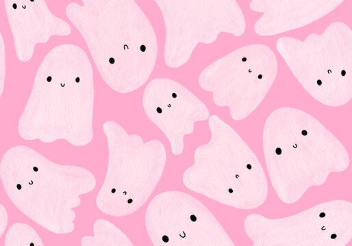 Halloween ghost seamless cartoon pattern for wrapping paper and fabrics and linens and kids clothes print