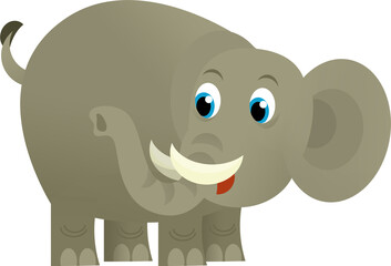 Cartoon wild animal happy young elephant on white background - illustration for the children