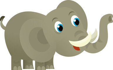 Cartoon wild animal happy young elephant on white background - illustration for the children