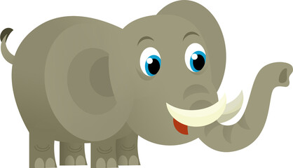 Cartoon wild animal happy young elephant on white background - illustration for the children