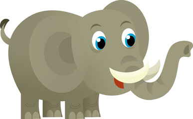 Cartoon wild animal happy young elephant on white background - illustration for the children