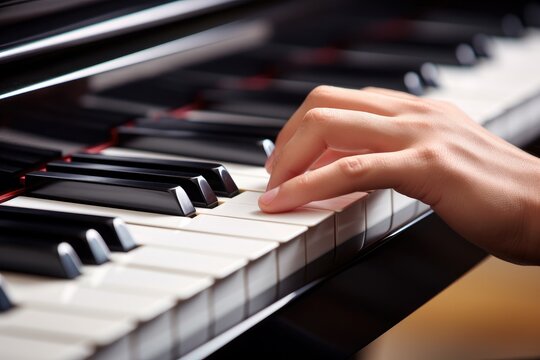 Close up of Fingers playing piano