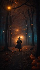 Halloween witch, Jack-o'-lantern, Generative AI