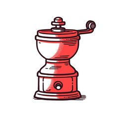 Grinder vector icon in minimalistic, black and red line work, japan web