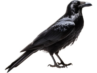 Fototapeta premium Transparent Raven's Observant Perch