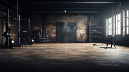 empty gym interior. 3 d illustration, 3 d rendering - obrazy, fototapety, plakaty