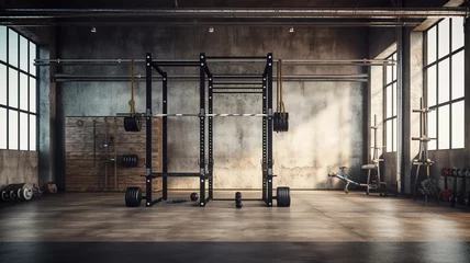 Fototapete Fitness empty gym interior. 3 d illustration, 3 d rendering