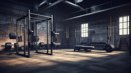 gym interior with empty space. 3 d rendering - obrazy, fototapety, plakaty