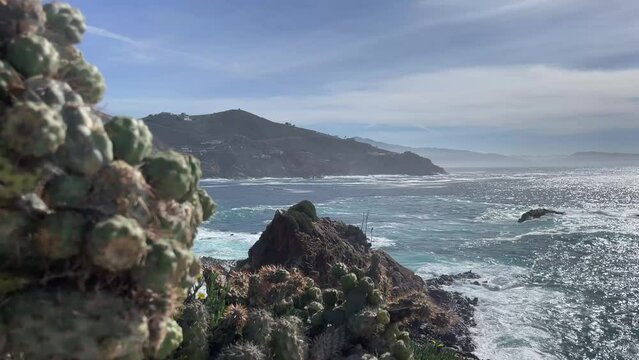 Beautiful panoramic picture of La Bufadora which is a marine geyser in Ensenada in the state of Baja California in Mexico, is a very touristic place and visited by people.