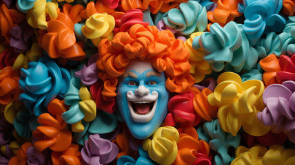 Fototapeta premium Clown face, creative and precise makeup for a clown face