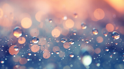 Immerse yourself in the beauty of raindrops on a rainy evening, as they blend into a dreamy bokeh pattern accentuated by the light reflections.