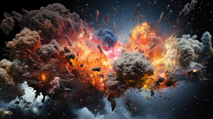 Sudden detonation causing a chain reaction of smaller explosions, intensifying the chaos.