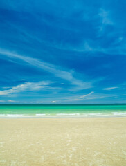 Beautiful Landscape summer vertical front view tropical sea beach white sand clean and blue sky background look calm nobody  nature ocean Beautiful wave water travel Sai Kaew Beach Thailand Chonburi
