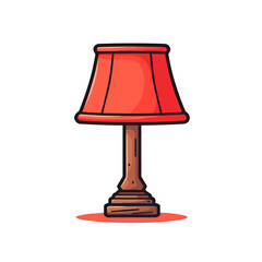 Obraz premium Square lamp shade vector icon in minimalistic, black and red line work, japan web