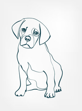 recommend clip art: Puggle dog breed animal vector line art one line sketch outline