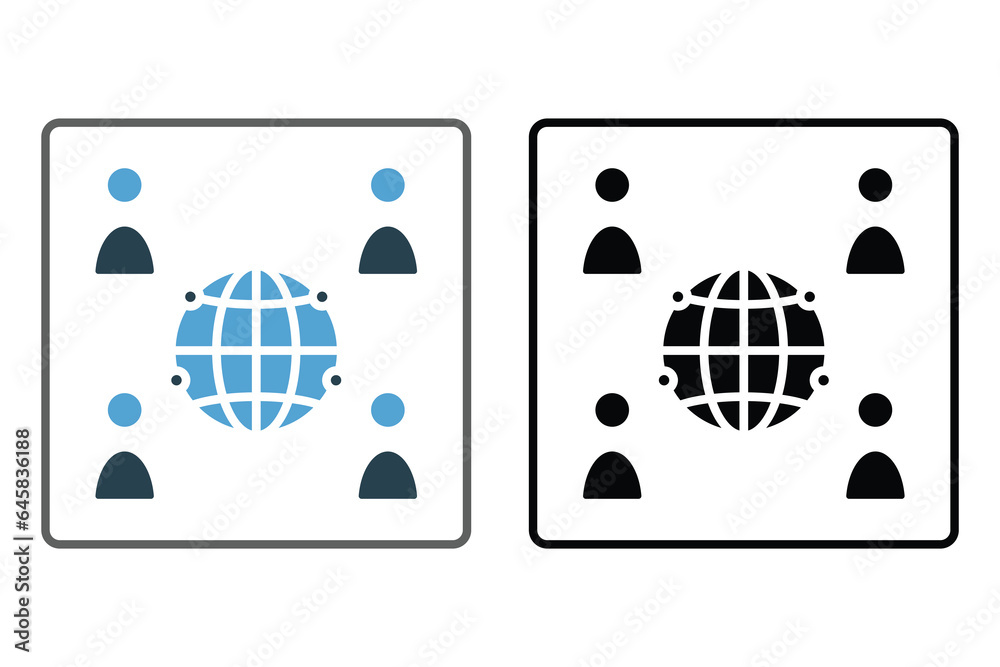 Poster global communication icon. icon related to communication. suitable for web site design, app, user in