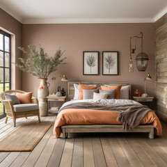  A warm bedroom with salmon tints
