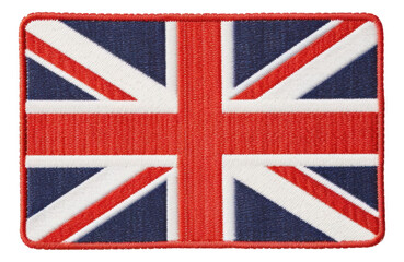 Union Jack flag embroidery patch isolated.