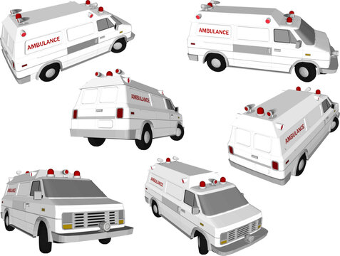 Vector sketch illustration of the design of a classic old ambulance car for carrying patients
