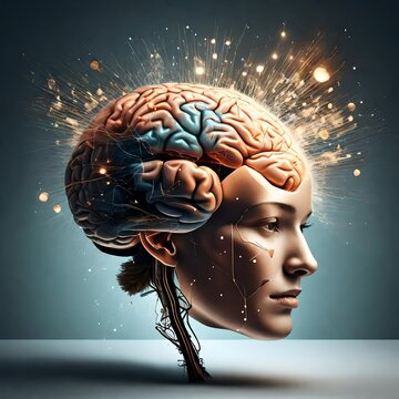 Human brain showing Intelligent thinking processing.