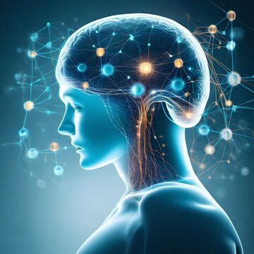 Human brain showing Intelligent thinking processing.