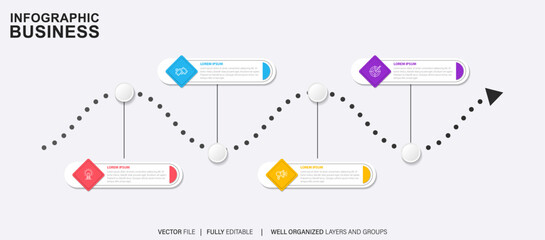 Timeline infographic design with options or steps. Infographics for business concept. Can be used for presentations workflow layout, banner, process, diagram, flow chart, info graph, annual report.
