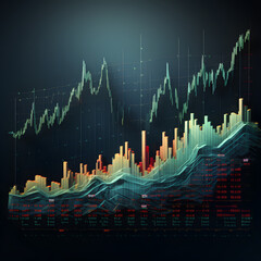 Stock market chart making a bull run with ups and downs, broker, stockmarket, stocks, chart - obrazy, fototapety, plakaty