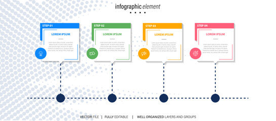 Business infographic design template with 4 options, steps or processes. Can be used for workflow layout, diagram, annual report, web design
