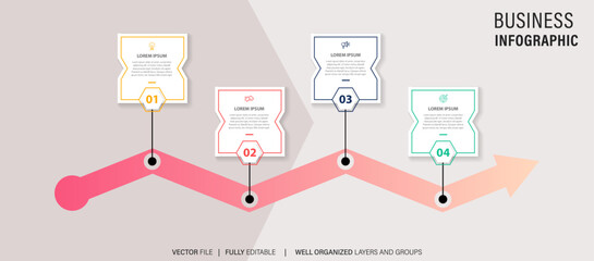 4 list of steps, layout diagram with number of sequence, circular infographic element template

