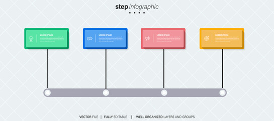 Business infographic element with 4 options, steps, number vector template design
