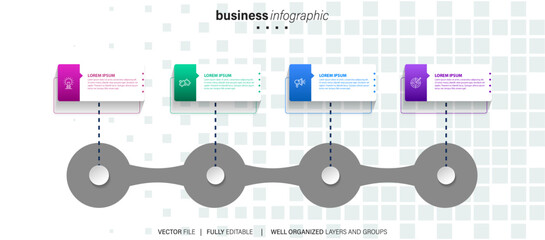 Line step infographic. 4 options workflow diagram, number infograph, process steps chart with line icons. Information vector concept. Illustration of step information chart and infographic
