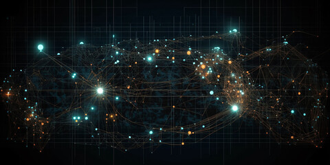 Obraz premium Dark background of colorful spots or stars in space style. Generative AI