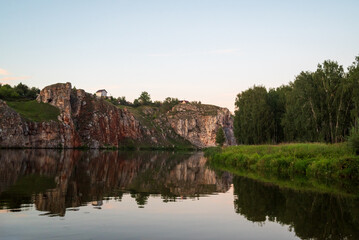 Fototapeta na wymiar beautiful rocks near the river.chusovaya river