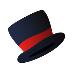 Vector magician top hat, black vintage cylinder cap